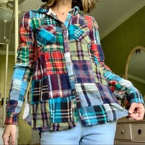 Free People Plaid Rainbow Flannel